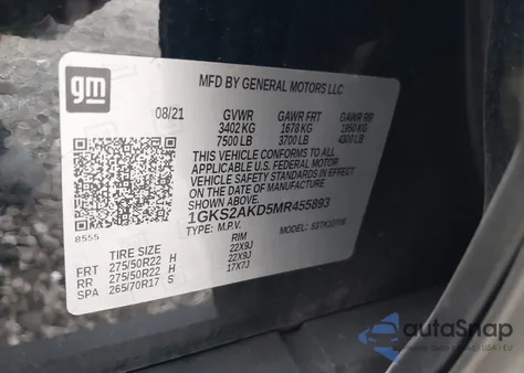 2021 GMC Yukon 4Wd Sle из США, поврежденный, VIN 1GKS2AKD5MR455893